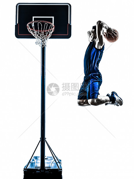 跳过灌满的环影篮球运动员跳跃图片