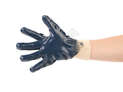 蓝色防护手套手指衣服园艺棕榈职业花园乳胶材料工人工具图片