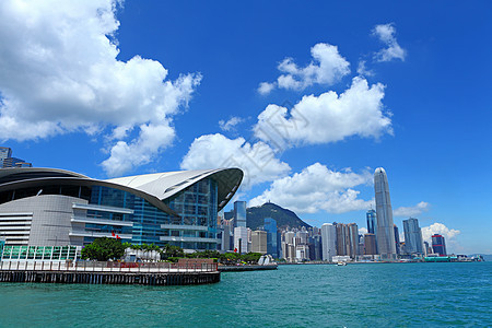 香港湾仔建筑学天际金融渡船海景港口地标办公室风景蓝色图片