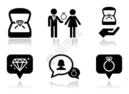 交战 盒式矢量图标中的钻石环奢华戒指订婚日子幸福男生妻子丈夫套装蜜月图片