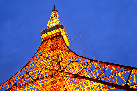 夜间东京塔街道公园天空建筑天际晴天建筑学甲板技术红色图片