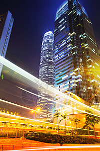 香港快速移动车用灯运输金融建筑蓝色红色街道天空建筑学踪迹景观图片