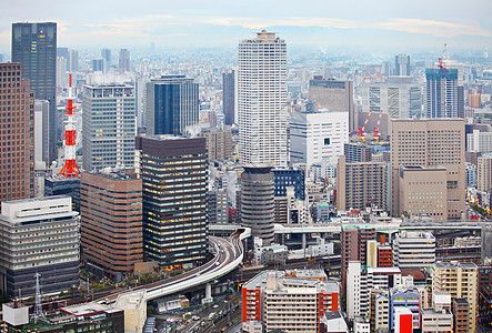 大阪商业天际建筑城市景观地标公司风景市中心摩天大楼图片