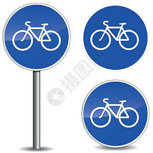 矢量自行车蓝色标志图片