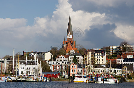 弗伦斯堡旅游教会水平城市景观帆船航海游客天际港口图片