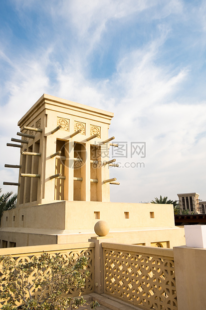 阿联酋迪拜风塔创造力住宅外观建筑家谱石头结构蓝天历史社会史图片