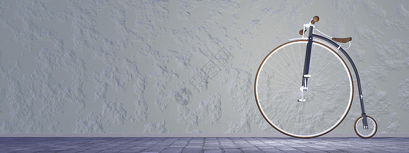 便便车或高轮自行车 - 3D图片