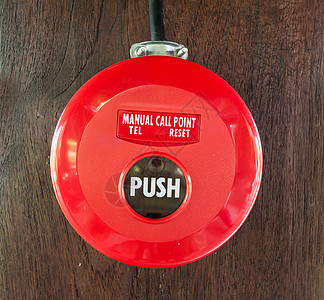 红色火警警报按钮盒子警告预防安全木头危险情况救援图片