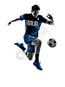 意大利足球运动员 男人的脚影阴影球衣跳跃剪影球员戏法图片