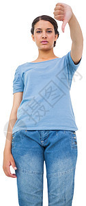 漂亮的黑发 低缩拇指发型女性女士牛仔裤头发棕色混血图片