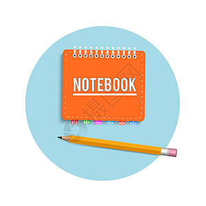 笔记本和铅笔软垫白色笔记艺术海报文档日记教育空白插图图片