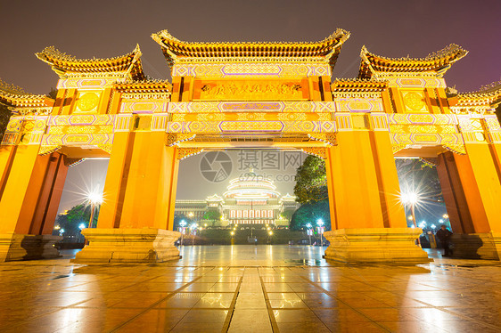 重庆万人大会堂古董纪念碑城市文化建筑学红色大厅建筑艺术图片