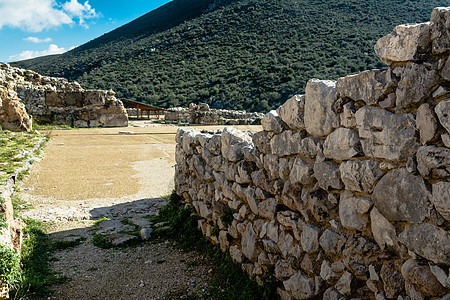 Mycenae 希腊考古遗址纪念碑独眼木马堡垒历史微型机墙壁青铜废墟地标图片