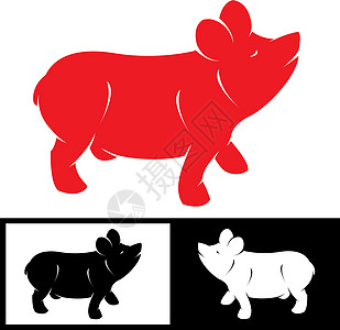 猪的矢量图像墨水绘画幸福农场草图创造力手工村庄插图婴儿图片