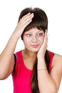 头痛压力疼痛女士女孩白色女性悲伤图片