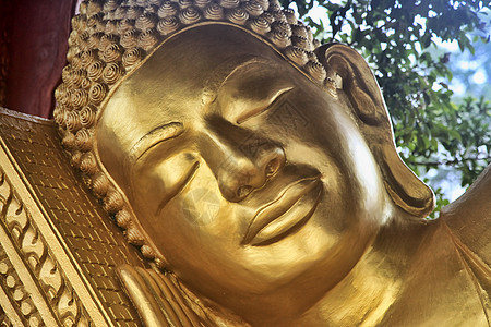 仰立着佛祖雕像青铜蓝色冥想精神文化寺庙休息雕塑宗教图片