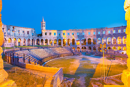 克罗地亚普拉的罗马安菲剧院石头考古学景区旅行旅游建筑历史历史性目的地剧院图片