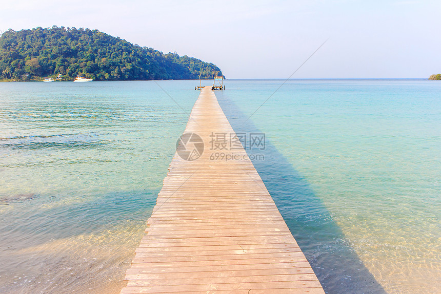 木环桥日落天桥行人海岸小路场景海滩浮桥海洋木头图片