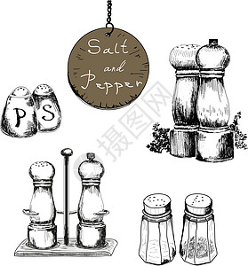 盐和胡椒夫妻餐具草药盐瓶绘画香料刀具设备厨房胡椒瓶图片