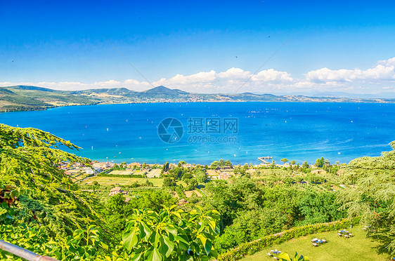 来自Odescalchi城堡的布拉卡诺湖视图旅游晴天假期遗产文化历史博物馆蓝色全景天空图片