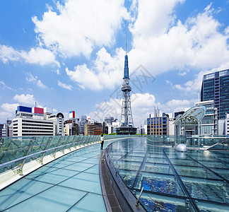 日本城名古屋市中心白天正方形景观市中心建筑学公园天空绿洲反射电视地区图片