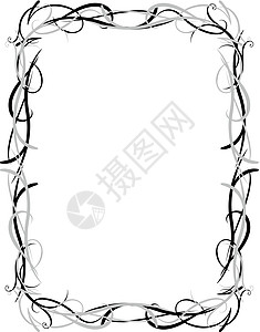 装饰框架插图边框藤蔓边界植物黑色藤本艺术圆形线条图片