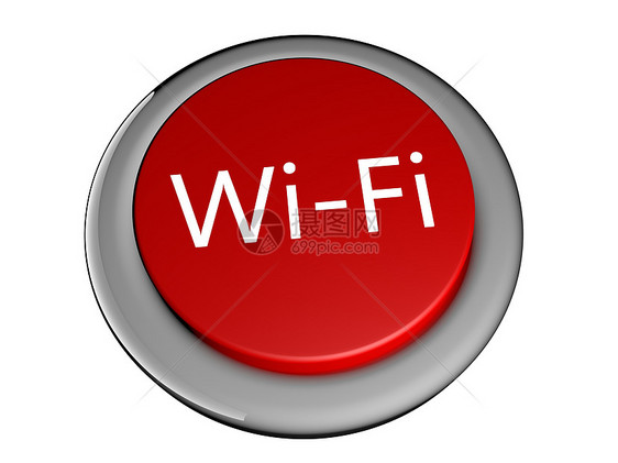 WiFi 无线商业插图路由器手机蓝色按钮热点天线信号收音机图片