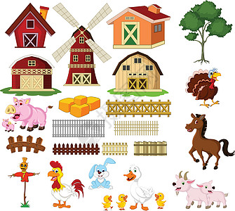 农场里的东西和动物的插图图片