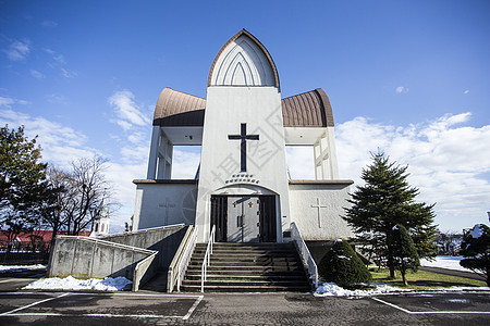 日本北北北海道Hakodate教堂公园地标旅游风景天空场景吸引力建筑街道蓝色图片