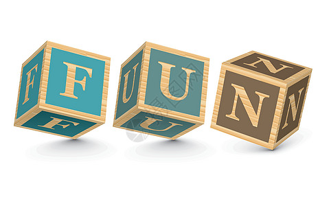 Word FUN 文字用字母表块写成字体作品乐趣绘画公司艺术白色联盟艺术品商业图片