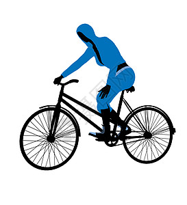 女性自行车骑手一号说明轮光灯两轮车轮子脚踏车骑士女孩插图剪影图片