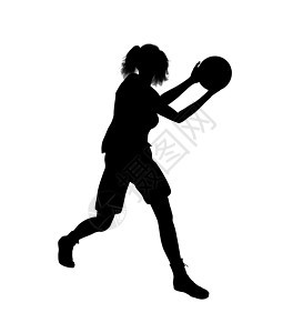 女性篮球玩家 I 说明 Silhouette棕球团队女孩剪影运动插图图片