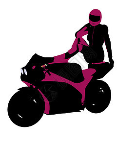 女性运动车女乘自行车者说明插图头盔轨道手套齿轮摩托车剪影锦标赛越野车滑块图片
