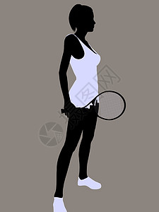 网球运动剪影网球演示 Silhouette游戏插图球拍艺术剪影运动背景