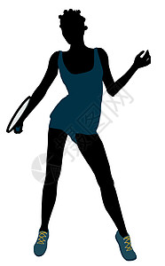 非裔美国女性网球玩家 I 说明 Silhouette游戏插图运动法庭女士剪影球拍运动员图片