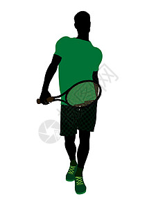 网球运动剪影男性网球玩家 I 说明 Silhouette插图游戏运动男人网球场剪影背景