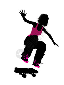 女性滑板女驾驶员剪影插图运动女士女孩图片