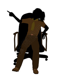 商务剪影女孩童子军坐在一名主席的椅子上女性女童插图功绩徽章剪影子军补丁背景
