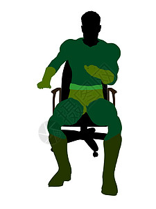 男性超级英雄坐在主席的椅子上 说明Silhouette对手漫画男生剪影插图恶棍男人超能力连环图片