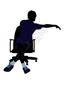 男性剪影男性网球玩家坐在一张椅子上说明Silhouette插图网球场剪影运动男人游戏背景