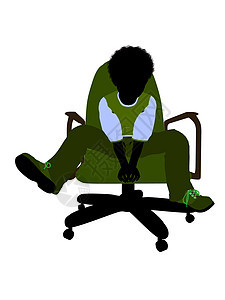 非裔美国人男青年Silhouette青少年男性剪影男生插图椅子图片