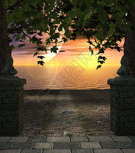 日落外门背景图片