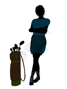 女性高尔夫高尔夫玩家九孔高尔夫球插图剪影高尔夫球袋女士图片