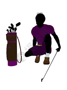 非裔美裔男性高尔夫高尔夫玩家九孔插图高尔夫球袋男性男人剪影高尔夫球图片