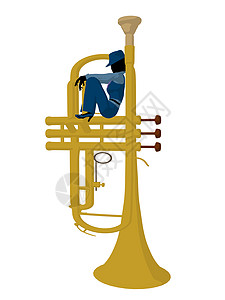 卡通喇叭非裔美国爵士爵士音乐家 Iducation剪影香椿蓝调乐器卡通片音乐女士喇叭插图女性背景