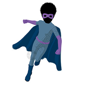 非裔美国超级英雄Boyl I说明 Silhouette剪影英雄青少年插图男性对手漫画男生恶棍超能力图片