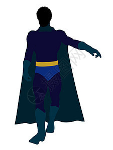 非裔美国超级英雄 I说明 Silhouette超能力男性漫画恶棍男人剪影男生对手插图连环图片