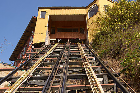 瓦尔帕莱索爬坡运输升天者遗产历史性世界缆车城市背景图片