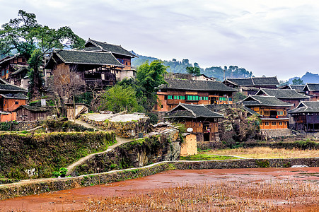 苗寨房屋别墅村庄景点农舍山村背景图片