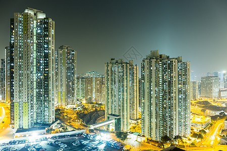 晚上在市中心的香港金融财产天空居民城市法庭公园购物设施爬坡道图片